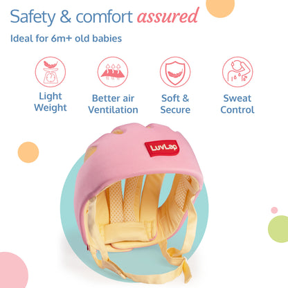 LuvLap Baby Safety Helmet - Essential Safety Gear for 6+ Months to 3 Years | Toddler Head Protector - Pink