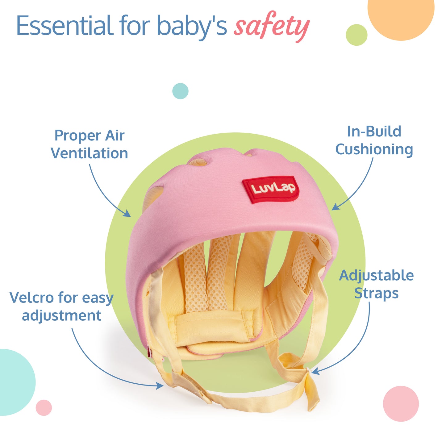 LuvLap Baby Safety Helmet - Essential Safety Gear for 6+ Months to 3 Years | Toddler Head Protector - Pink