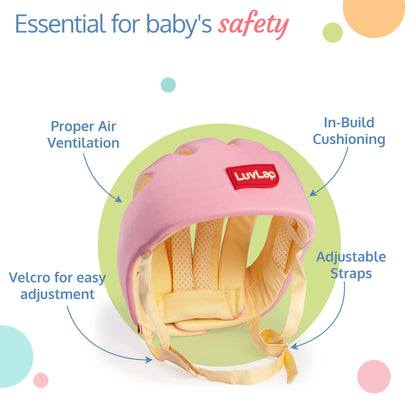 LuvLap Baby Safety Helmet - Essential Safety Gear for 6+ Months to 3 Years | Toddler Head Protector - Pink