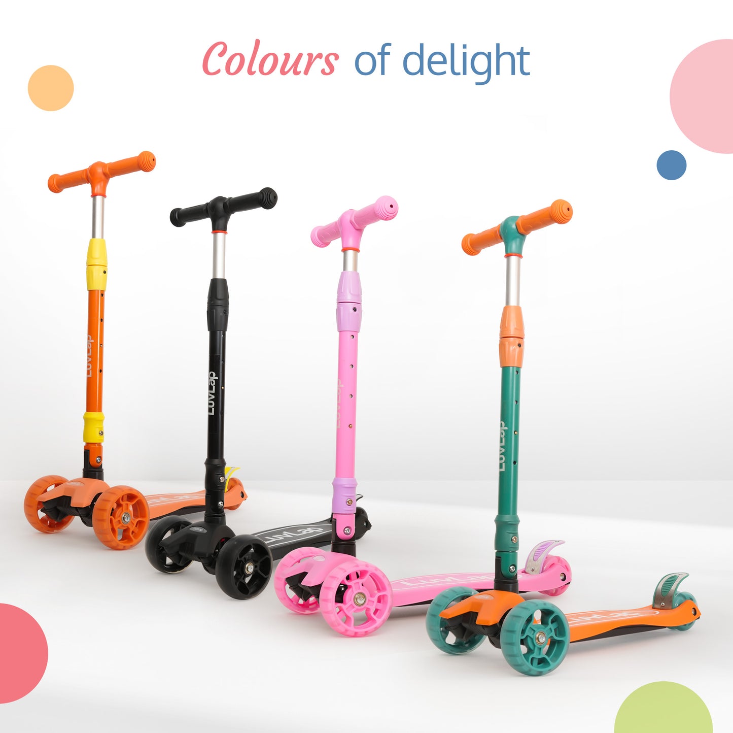 Joy Scooter for Kids- Toddler 3-Wheel Kick Scooter with LED Lights | Safe & Stable First Ride for 3-10 Year Olds | Adjustable Height & Easy-Grip Handlebars | Fun Outdoor Gear for Kids, Pink