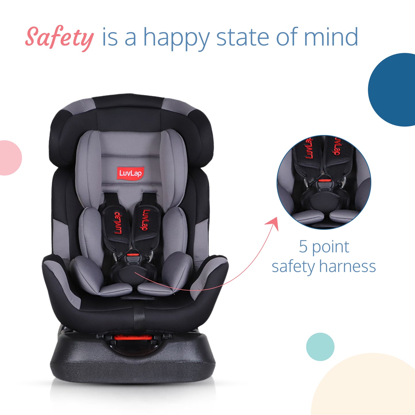 Galaxy Convertible Car Seat for Baby & Kids from 0 Months to 7 Years (Dark Grey)