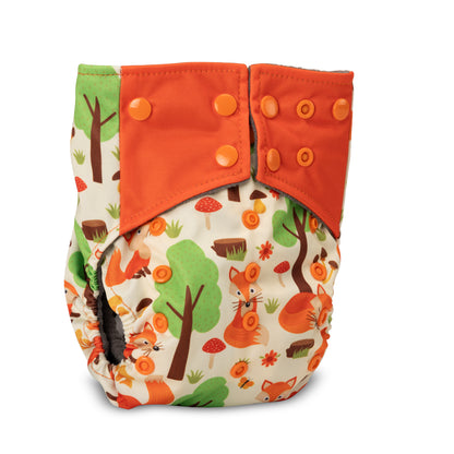Reusable Bamboo Charcoal Baby Cloth Diapers - 3m+ - Orange & green