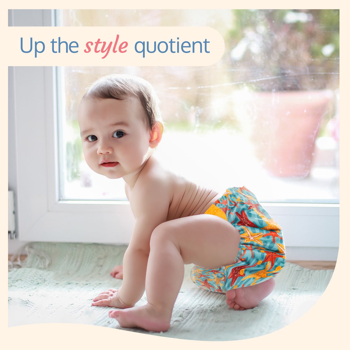 Reusable Bamboo Charcoal Baby Cloth Diapers - 3m+ - blue stars