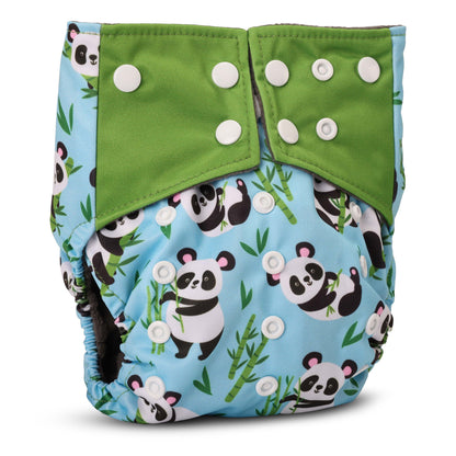 Reusable Bamboo Charcoal Baby Cloth Diapers - 3m+ - blue panda