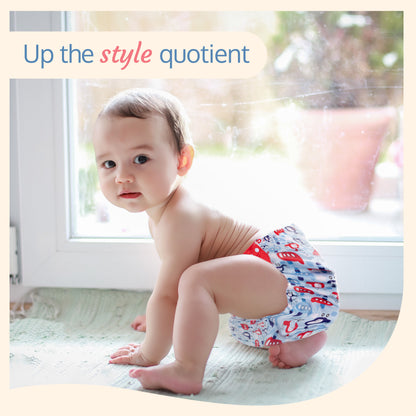 Reusable Bamboo Charcoal Baby Cloth Diapers - 3m+ - blue ships