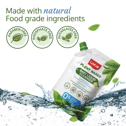 Plant Based Liquid Cleanser, Refill pack- 1000ml, With Neem, Lemon & Basil, For Feeding Accessories, Toys, Fruits & Vegetables, 100% Food Grade, Free From Bleach & SLS