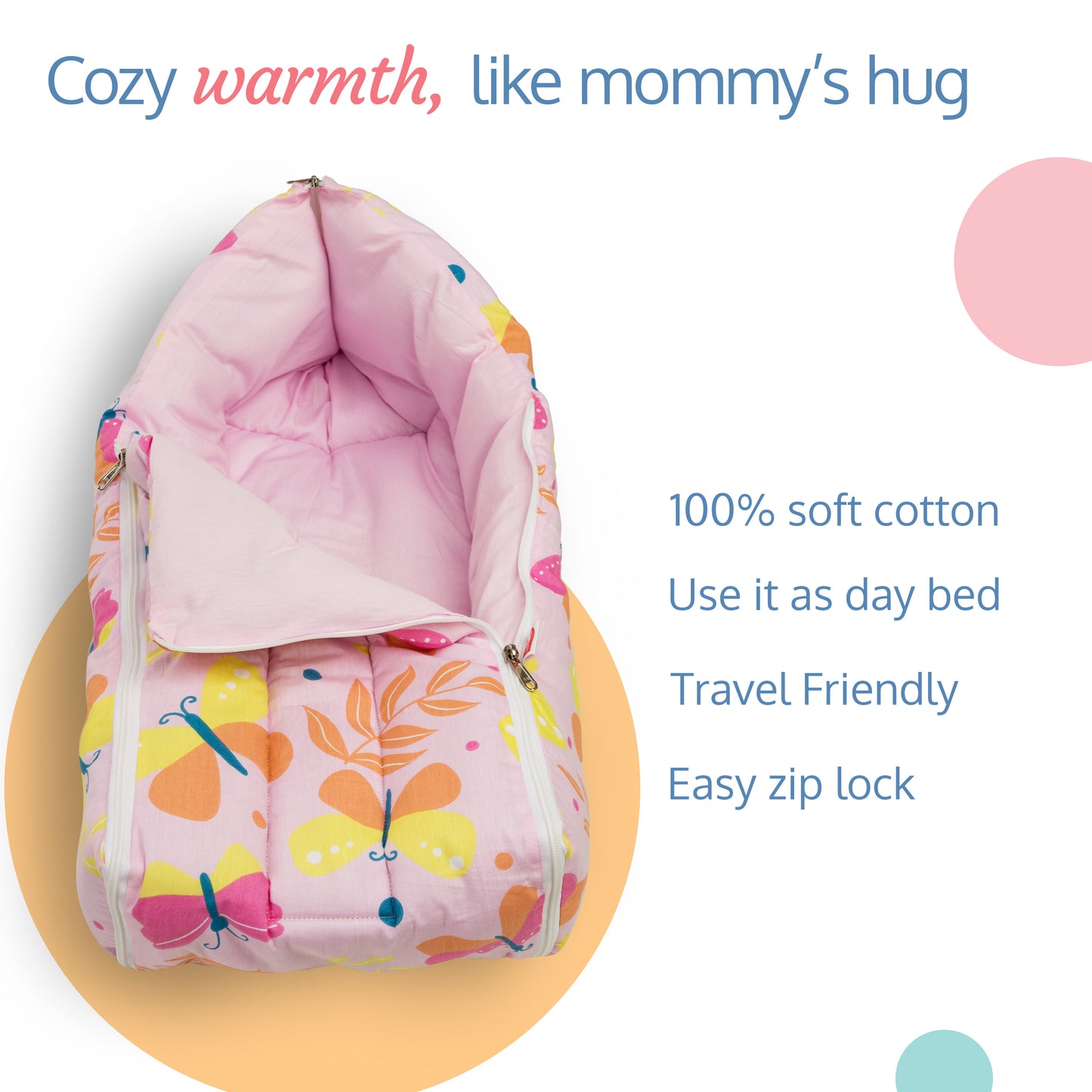 3 in 1 Baby Bed, Sleeping Bag & Carry Nest - Pink Pilot Print