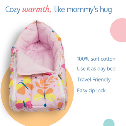 3 in 1 Baby Bed, Sleeping Bag & Carry Nest - Pink Pilot Print