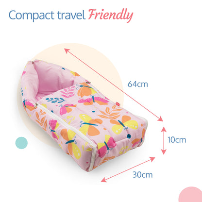 3 in 1 Baby Bed, Sleeping Bag & Carry Nest - Pink Pilot Print