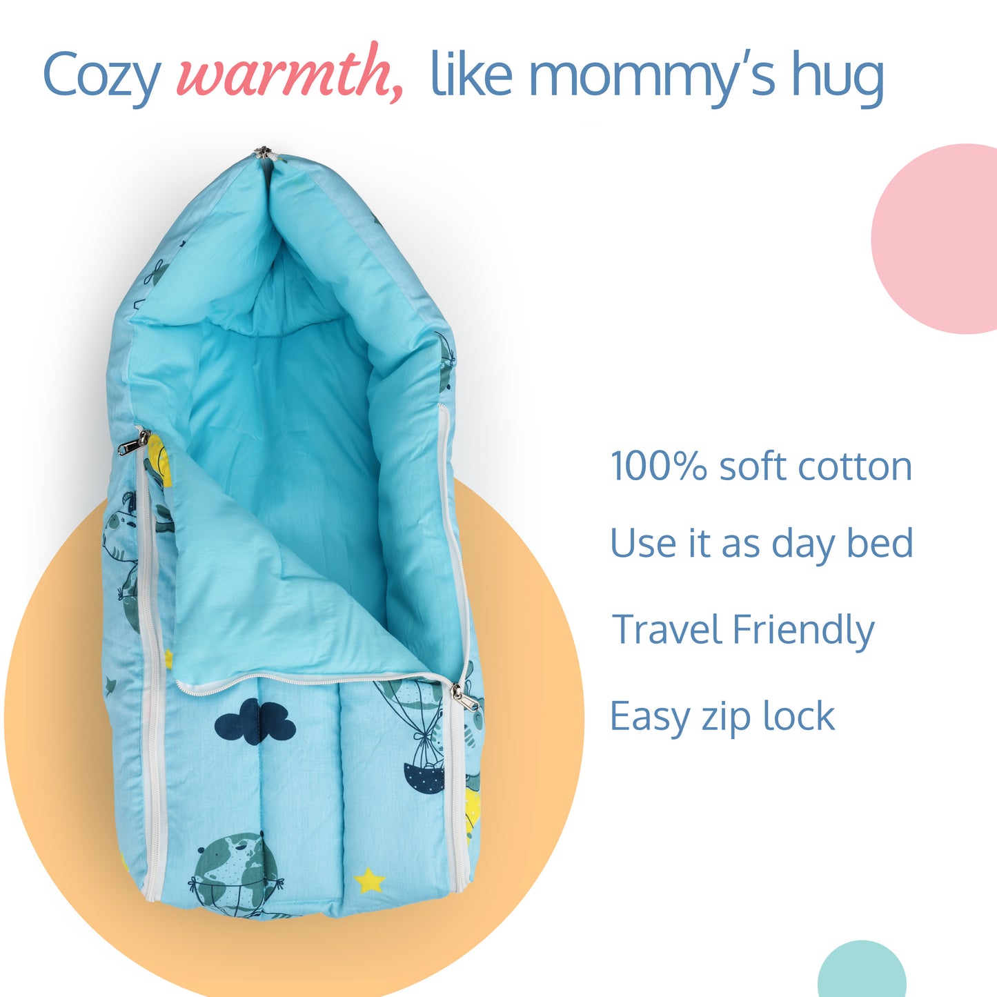 3 in 1 Baby Bed, Sleeping Bag & Carry Nest - Blue Pilot Print