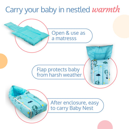 3 in 1 Baby Bed, Sleeping Bag & Carry Nest - Blue Pilot Print
