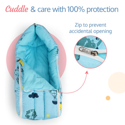 3 in 1 Baby Bed, Sleeping Bag & Carry Nest - Blue Pilot Print