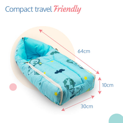 3 in 1 Baby Bed, Sleeping Bag & Carry Nest - Blue Pilot Print