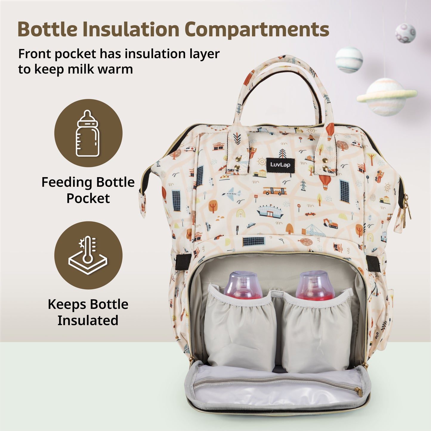 Multifunctional Waterproof Diaper Bag - Off White