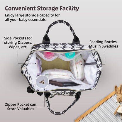 Multifunctional Waterproof Diaper Bag - Black and White