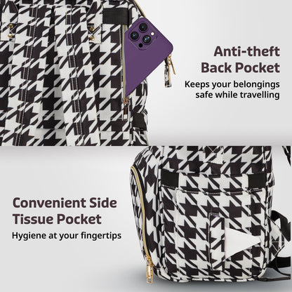 Multifunctional Waterproof Diaper Bag - Black and White