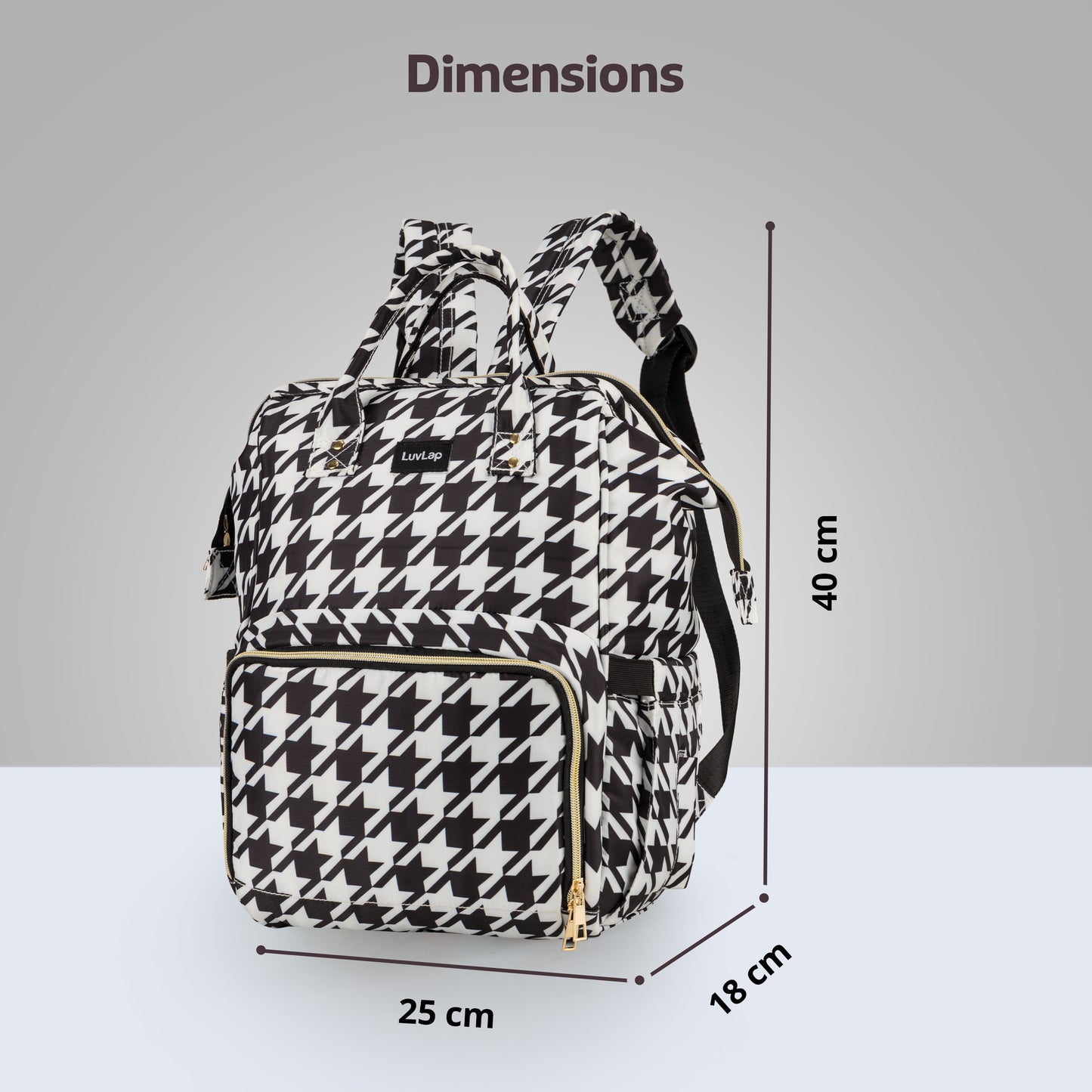 Multifunctional Waterproof Diaper Bag - Black and White