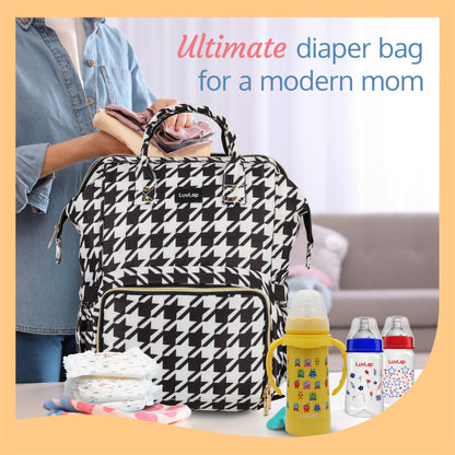 Multifunctional Waterproof Diaper Bag - Black and White