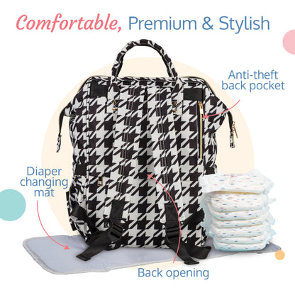 Multifunctional Waterproof Diaper Bag - Black and White