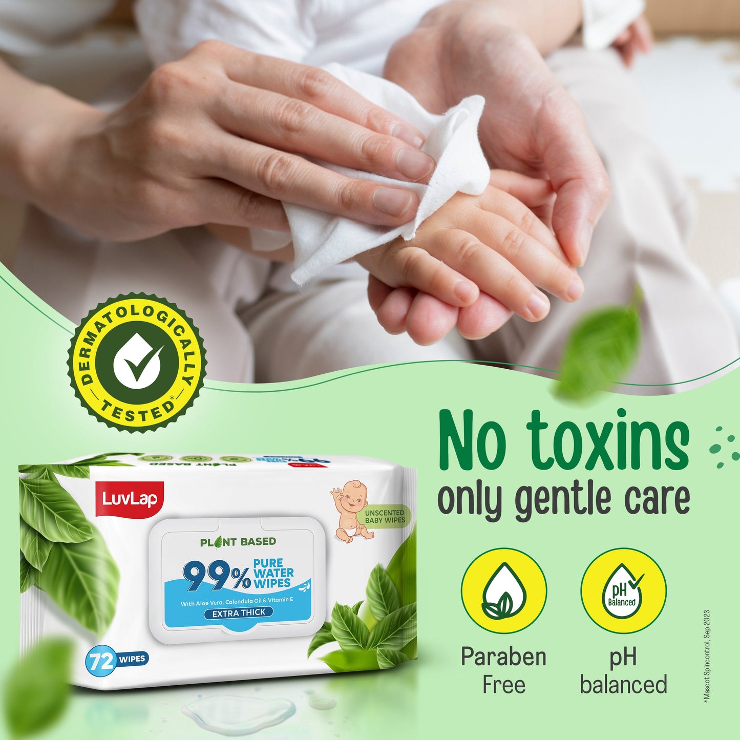 Plant Based 99% Pure Water Baby Wipes,72 Count (Pack Of 2),Extra Thick Unscented,Vitamin E,Ph Balanced,Paraben Free,Ideal For Delicate Skin,Dermatologically Tested, Buy 1 Get 1 Free