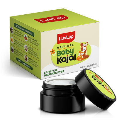 100% Natural Baby Kajal with Pure Cow Ghee, Castor Oil, Coconut Oil, Sweet Almond Oil & Cocoa Butter, Soothes & Nourishes Eyes of New Born & Kids, Irritation-free, with Zero Lead Content, 5g