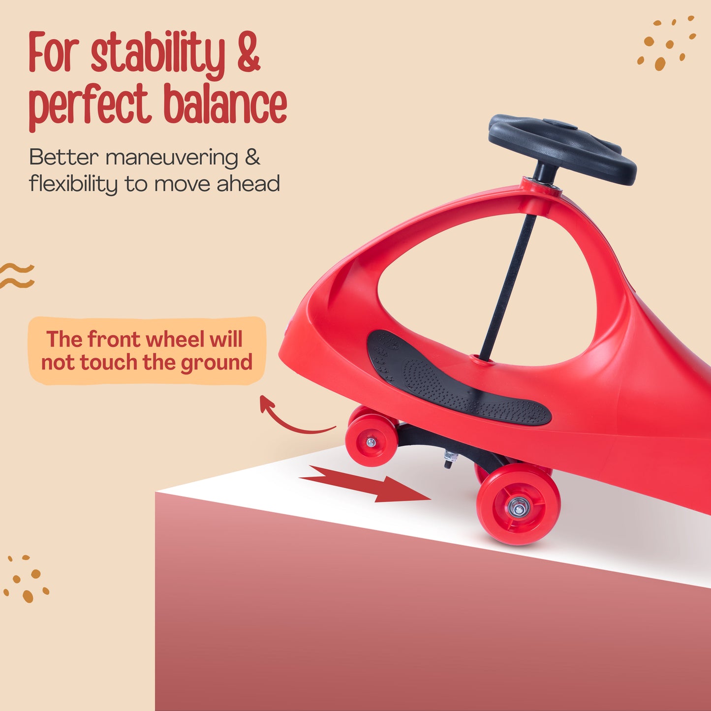 Sunshine Swing Car, Magic Car, Kids Push Car, Swing Car for Kids, Comfortable Seats & Durable, Baby Car, Magic Toy Car, Kids Swing Car, Ride On Car, Kids Car, 3+ Years, Red & Black