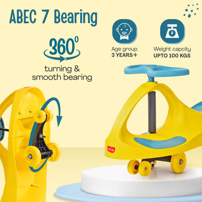 Sunshine Swing Car, Magic Car, Kids Push Car, Swing Car for Kids, Comfortable Seats & Durable, Baby Car, Magic Toy Car, Kids Swing Car, Ride On Car, Kids Car, 3+ Years, Yellow & Green