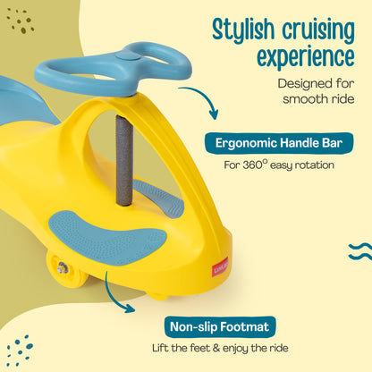 Sunshine Swing Car, Magic Car, Kids Push Car, Swing Car for Kids, Comfortable Seats & Durable, Baby Car, Magic Toy Car, Kids Swing Car, Ride On Car, Kids Car, 3+ Years, Yellow & Green