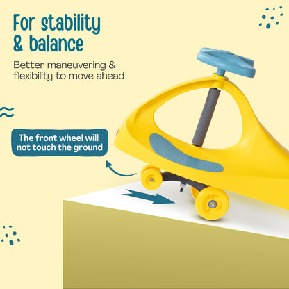 Sunshine Swing Car, Magic Car, Kids Push Car, Swing Car for Kids, Comfortable Seats & Durable, Baby Car, Magic Toy Car, Kids Swing Car, Ride On Car, Kids Car, 3+ Years, Yellow & Green