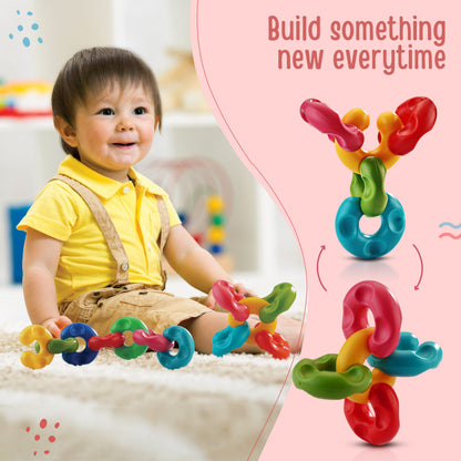 LuvLap Toy Link & Fun, Hand Eye Coordination for BabyToys, Multicolour Early Educational Toy for Cognitive Development, Toys for Kids, Infant & Preschool Toys, Construction Blocks for Kids, BPA Free