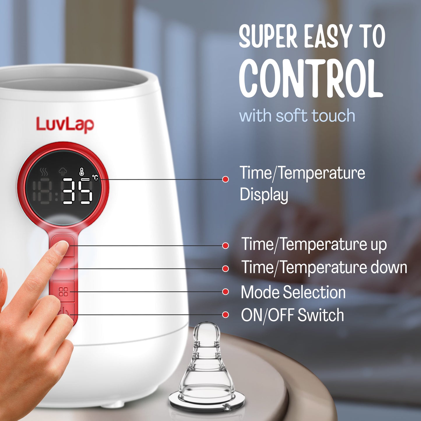 LuvLap Glory Electric Bottle Warmer for Breastmilk and Formula - Electric Fast Milk Bottle Heater, Baby Food Warmer with Timer and Auto Shut Off