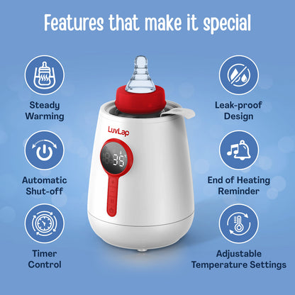 LuvLap Glory Electric Bottle Warmer for Breastmilk and Formula - Electric Fast Milk Bottle Heater, Baby Food Warmer with Timer and Auto Shut Off