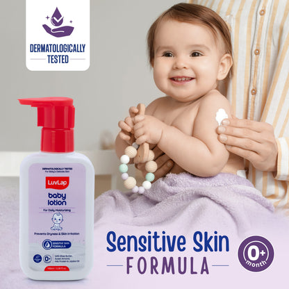 LuvLap Baby Lotion with Milk Protein - 400ml, Suitable for Baby’s Delicate Skin, 24 Hour Protection for Sensitive Skin, Shea Butter and VIT E, Paraben Free, Sweet Almond Oil, Dermatologically Tested