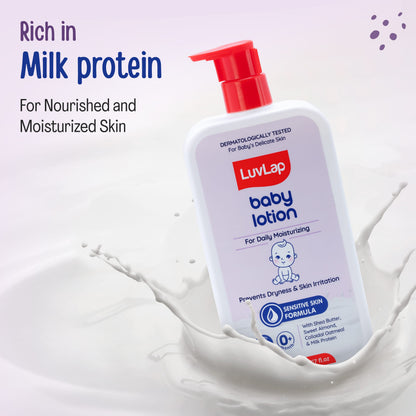 LuvLap Baby Lotion with Milk Protein - 700ml, Suitable for Baby’s Delicate Skin, 24 Hour Protection for Sensitive Skin, Shea Butter and VIT E, Paraben Free, Sweet Almond Oil, Dermatologically Tested
