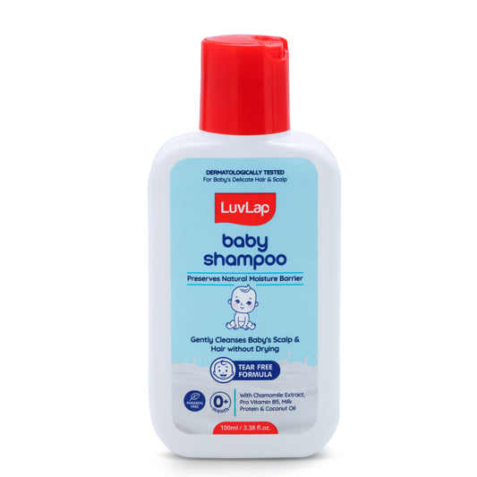 LuvLap Milky Soft Baby Shampoo - 100ml, Tear Free Formula, with Milk Protein, Vitamin E & Coconut Oil, Shea Butter & Chamomile, Gentle Care for Baby's Soft Hair, No Paraben, Dermatologically Tested