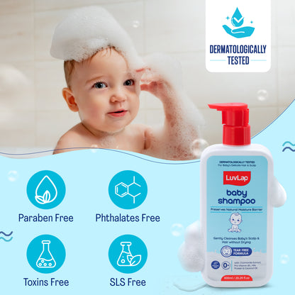 LuvLap Milky Soft Baby Shampoo - 600ml, Tear Free Formula, with Milk Protein, Vitamin E & Coconut Oil, Shea Butter & Chamomile, Gentle Care for Baby's Soft Hair, No Paraben, Dermatologically Tested