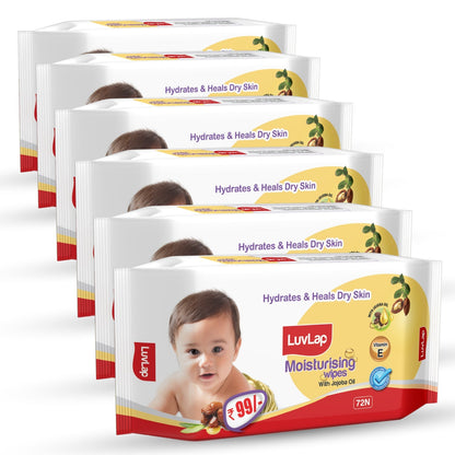 Baby Wipes With Jojoba Oil - Pack Of 6