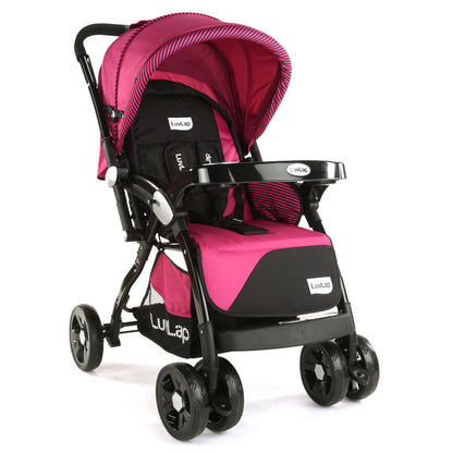 Galaxy Baby Stroller, Pram for Baby with 5 Point Safety Harness, Spacious Cushioned seat with Multi Level seat Recline, Easy Fold, Lightweight Stroller for 0 to 3 Years (Pink & Black)