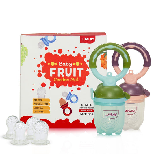 Baby Food and Fruit Feeder Twin Pack, BPA Free, Green & Pink