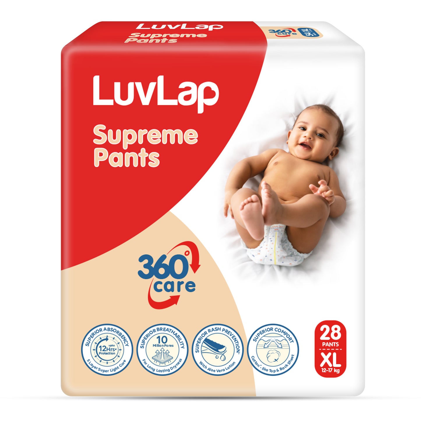 Supreme Diaper Pants Extra Large (XL) 12 to 17Kg, 28Pc