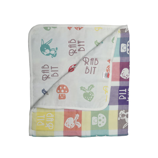 Baby Cotton Quilts Cum Wrappers, White Rabbit
