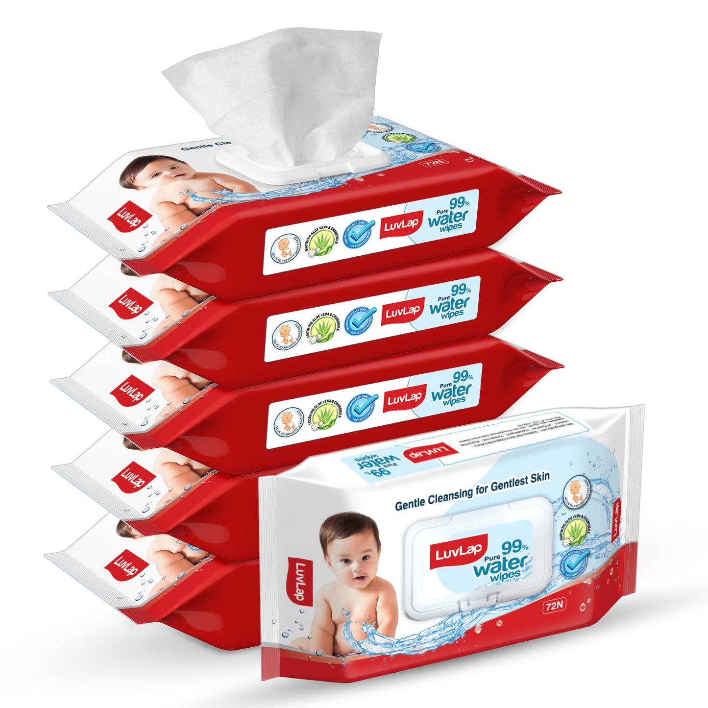 99% Pure Water Nourishing Baby Wipes, with Fliptop Lid, Pack of 6