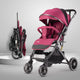Alpha Baby Stroller/Pram, One Fold, Travel Friendly, 5 Point Safety Harness, Reversible Handle bar, Multilevel Recline & Adjustable footrest, Extendable Canopy, for Babies 0-3 Years (Red)