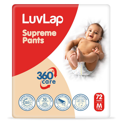 Supreme Diaper Pants Medium, 7 To 12Kg, 72 Pcs