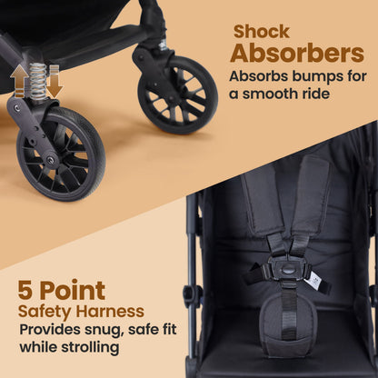 Elite Baby Stroller, Pram for 0 to 3 Years with 5 Point Safety Harness