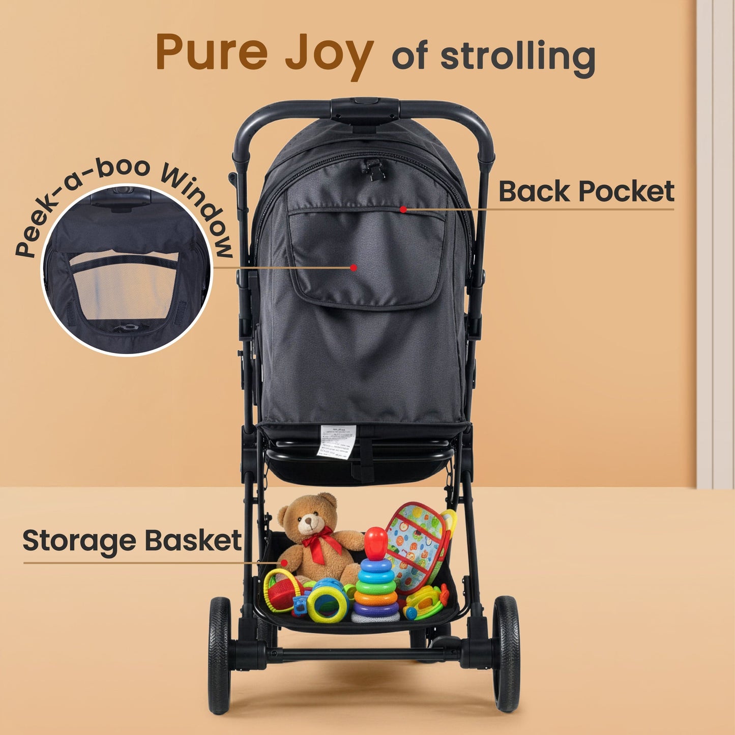 Elite Baby Stroller, Pram for 0 to 3 Years with 5 Point Safety Harness