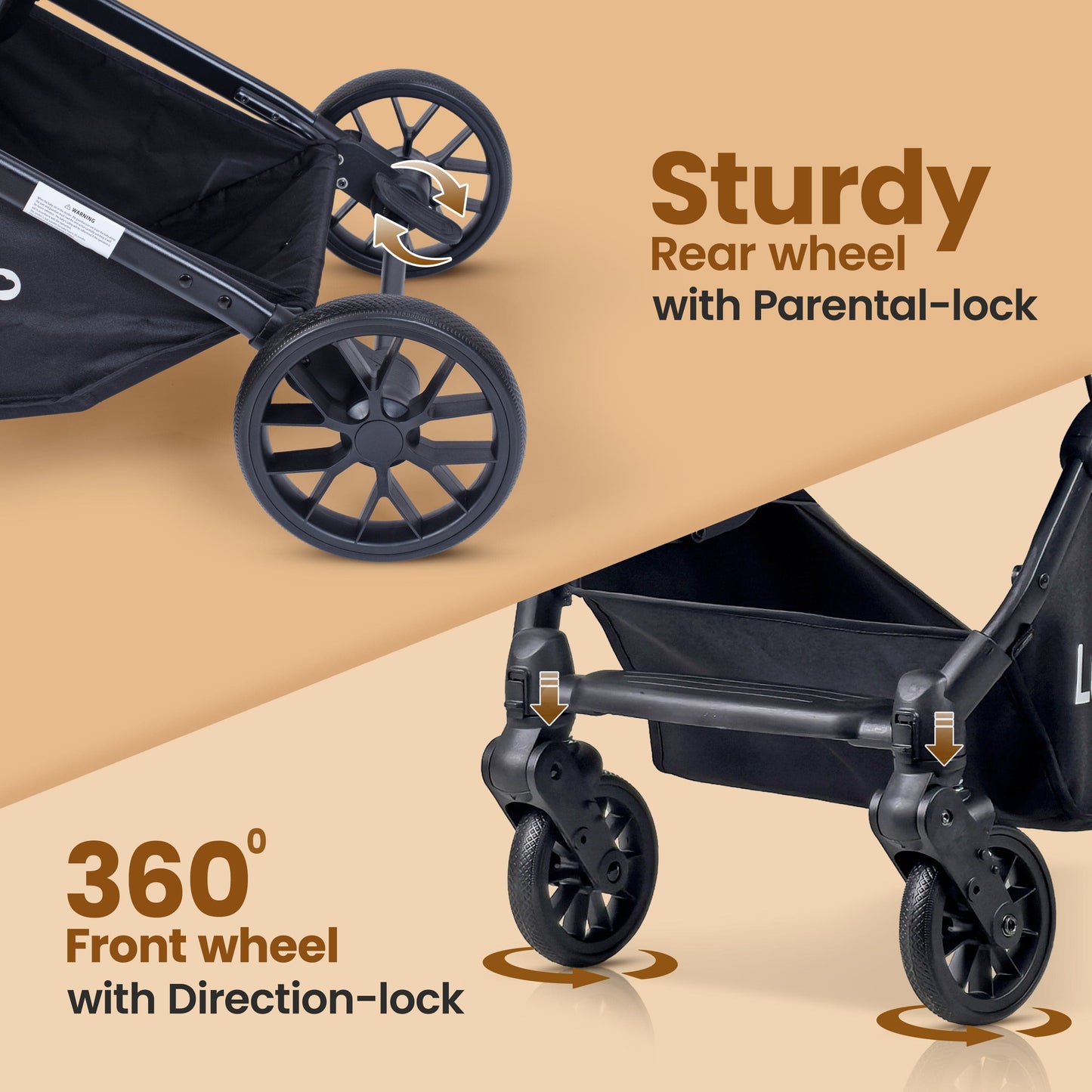 Elite Baby Stroller, Pram for 0 to 3 Years with 5 Point Safety Harness