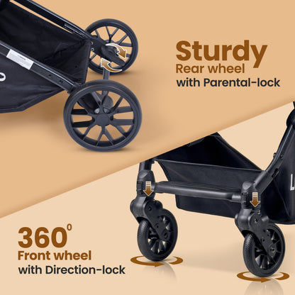 Elite Baby Stroller, Pram for 0 to 3 Years with 5 Point Safety Harness
