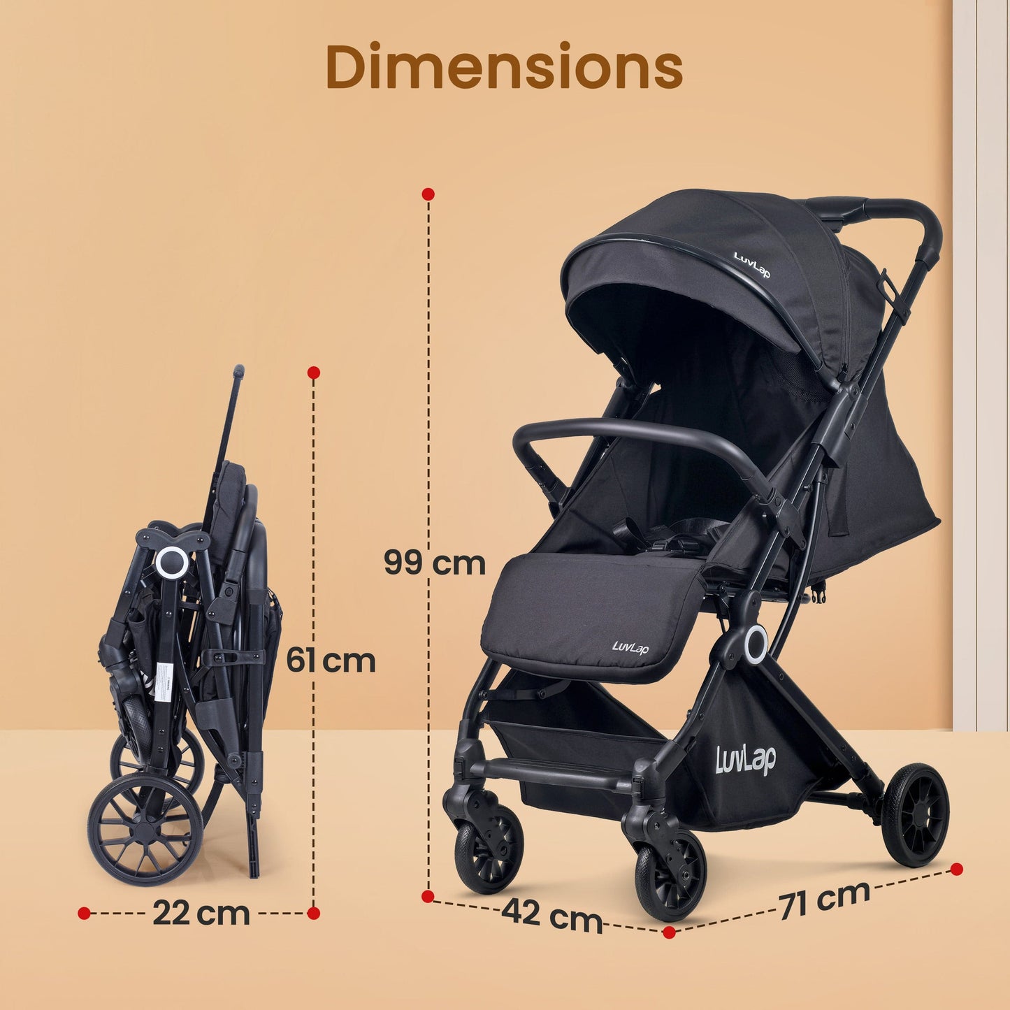Elite Baby Stroller, Pram for 0 to 3 Years with 5 Point Safety Harness