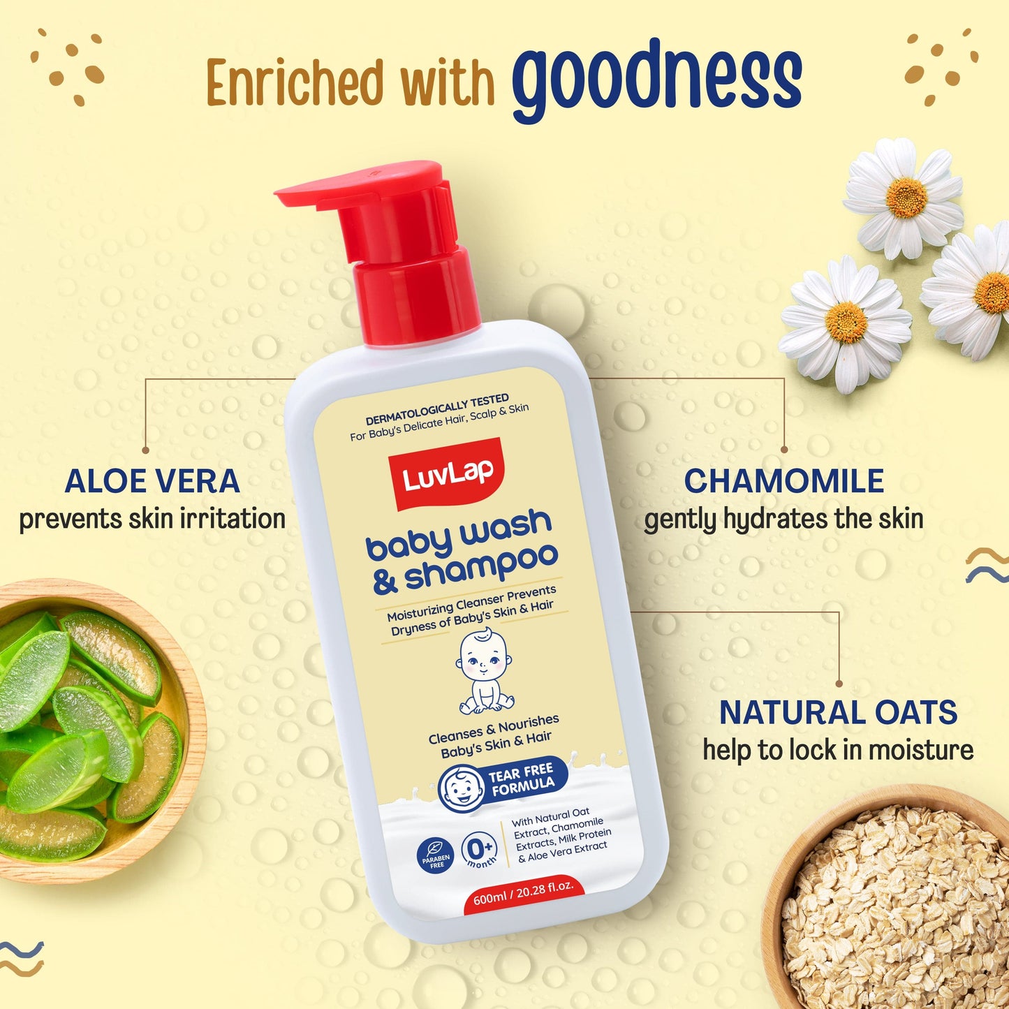 LuvLap Baby Wash & Shampoo - 600ml
